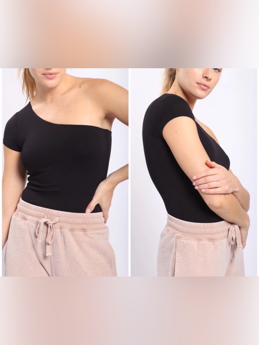 Black Women's Off-Shoulder & Cap-Sleeve Bodysuit